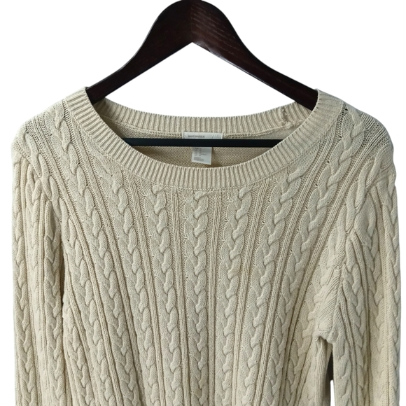 H&M Cable Knit Layering Fisherman Sweater Light Beige Size Medium - Picture 2 of 7